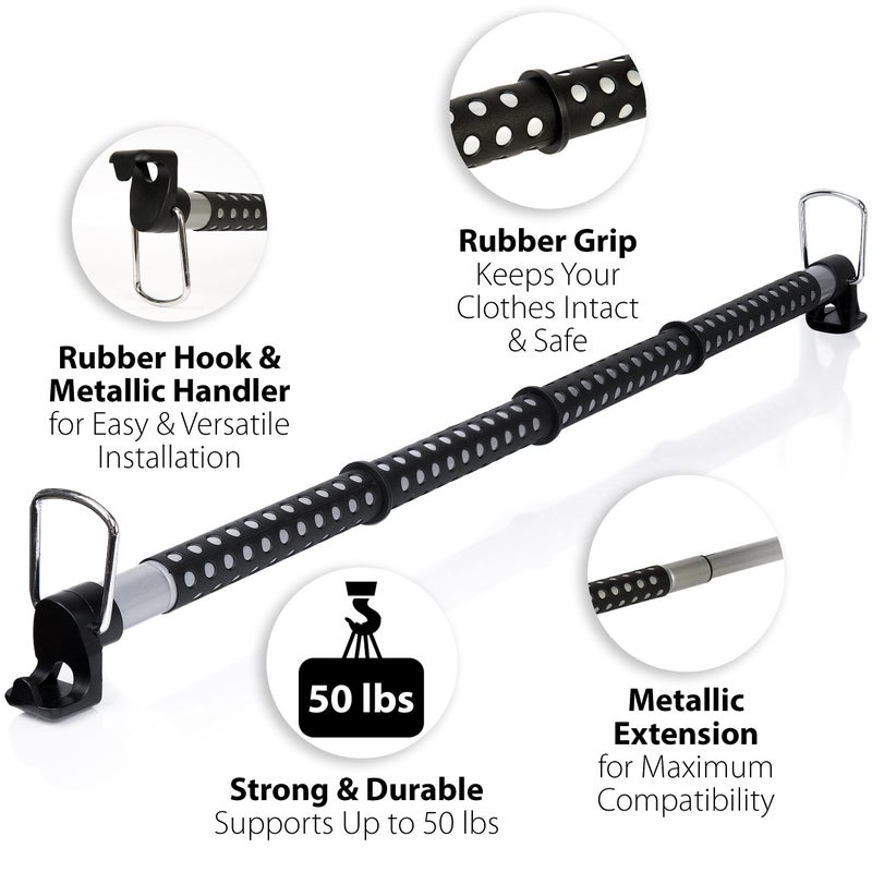 ZONETECH Car Expandable Clothes Hanger Bar - Premium Quality Classic Black Heavy Duty Retractable Vehicle Clothing Rod for Travel- Extendable 34â€ to 62" - Image 4